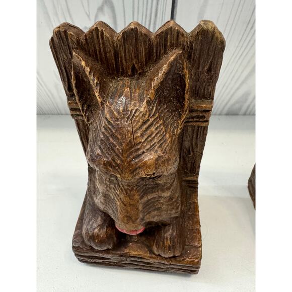VINTAGE Syroco Wood Scottie Dog Bookends 4.5" Tall - Picture 3 of 8